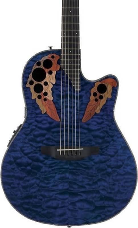 электроакустическая гитара ovation ce44p fkoa elite® plus celebrity® mid depth figured koa Акустическая гитара Ovation CE44P-8TQ Celebrity Elite Plus Mid-Depth A/E Guitar, Blue Transparent