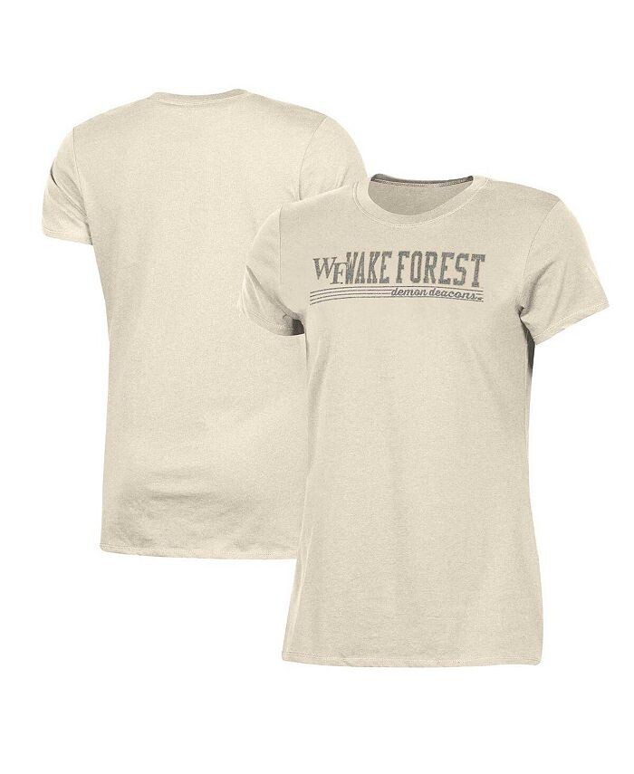 

Женская кремовая футболка Wake Forest Demon Deacons Classic с эффектом потертости Champion, слоновая кость/кремовый