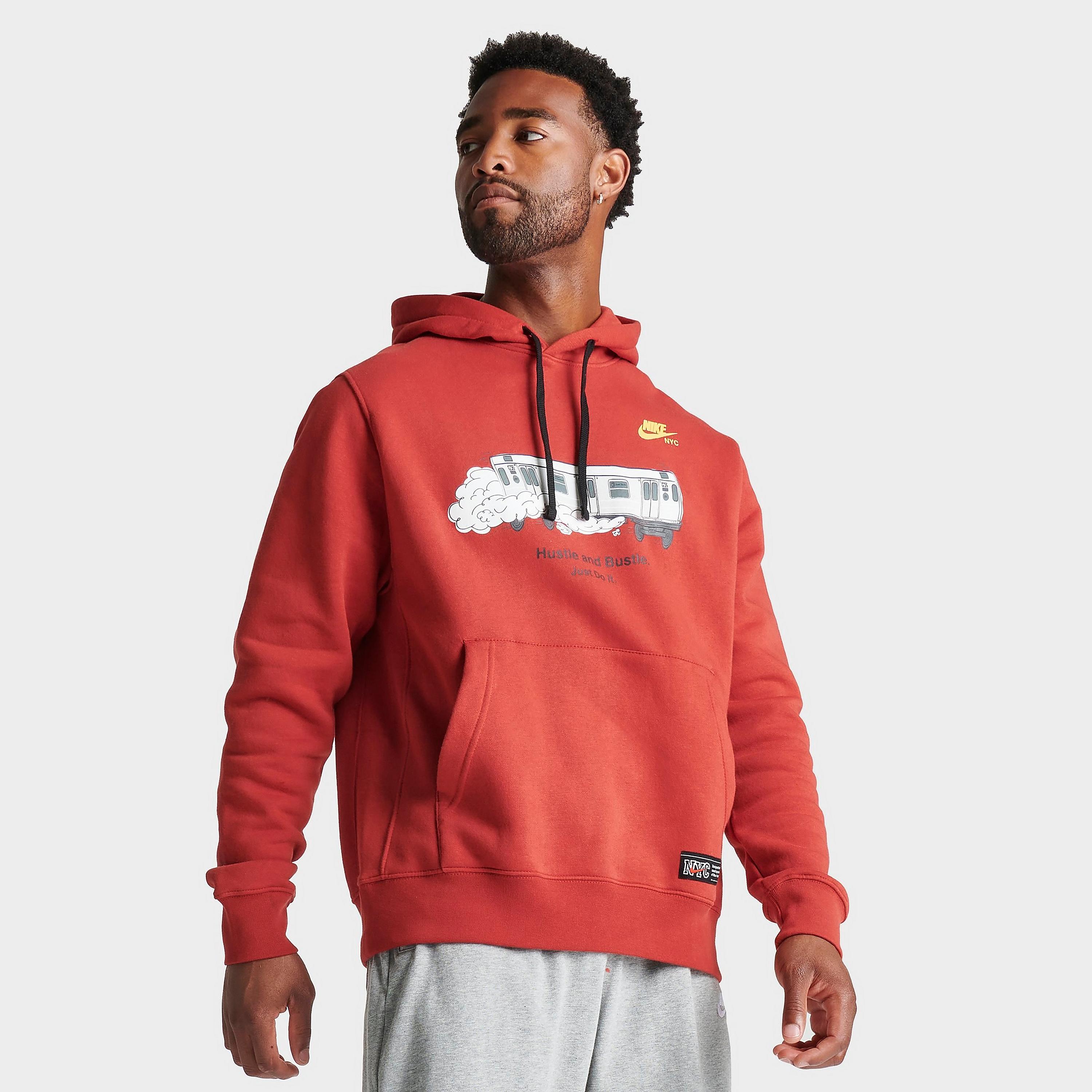 

Мужская флисовая худи с рисунком Nike Sportswear Club NYC Hustle, красный