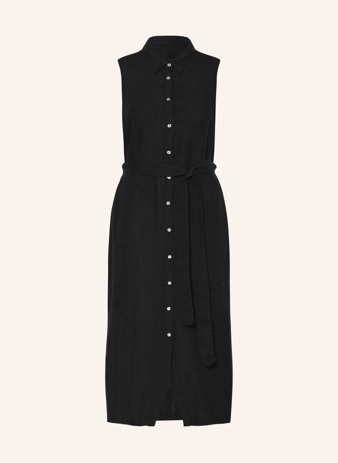 Льняное платье-рубашка 120%Lino, черный льняное пляжное платье 120%lino бежевый