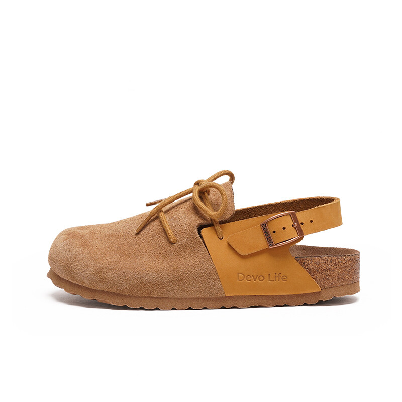 

Мюли женские с закрытым носком женские Devo Life, цвет Dark brown suede / matte leather