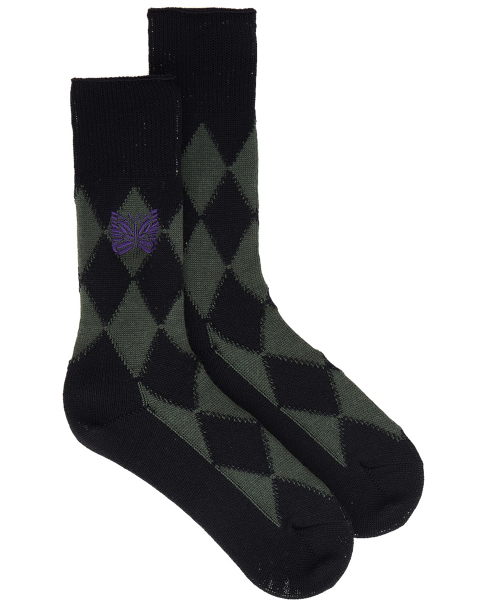 Носки Needles Argyle, зеленый носки needles с ворсом черные