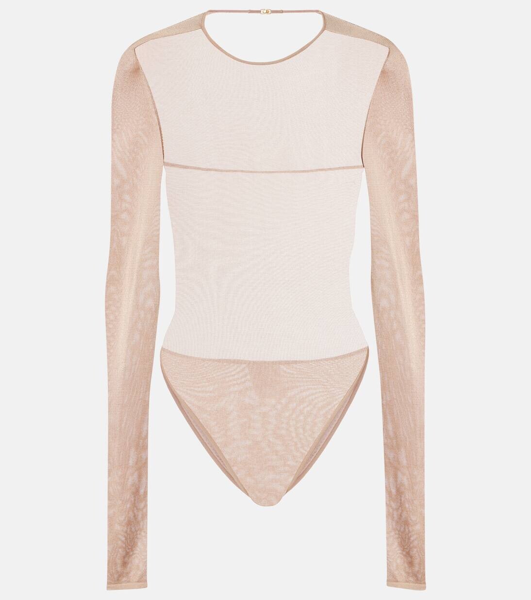 

Прозрачный боди Saint Laurent, цвет bois de rose