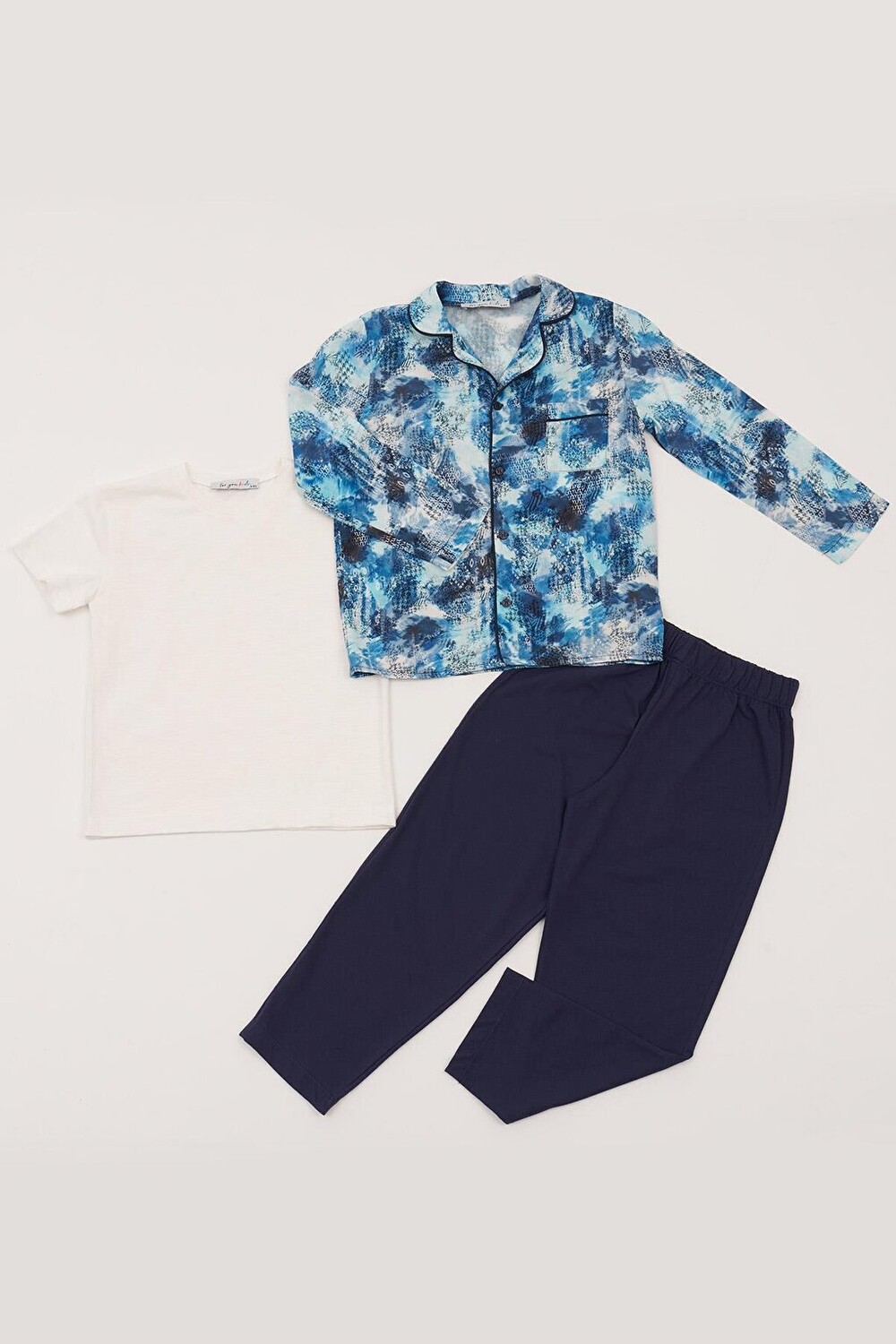 

Футболка и брюки из трех предметов Пижамный комплект Saks For You Kids