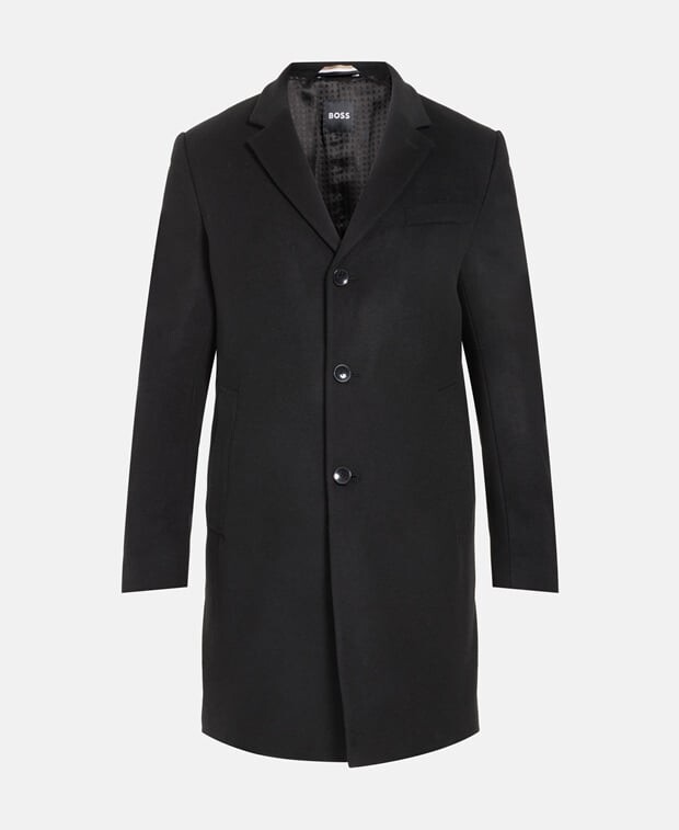 

Шерстяное пальто Boss Black, черный