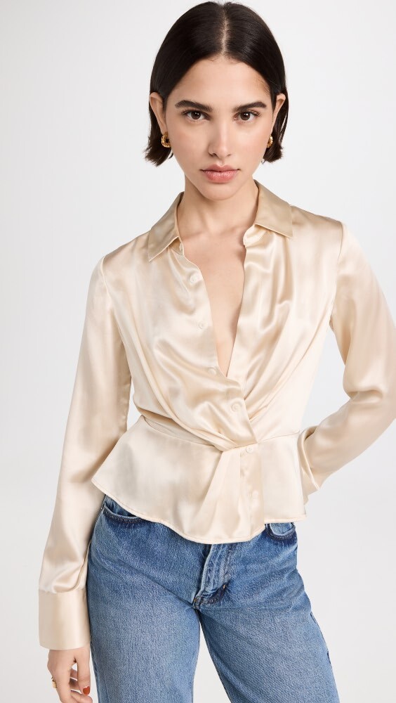 

Топ Reformation Rennes Silk, слоновая кость