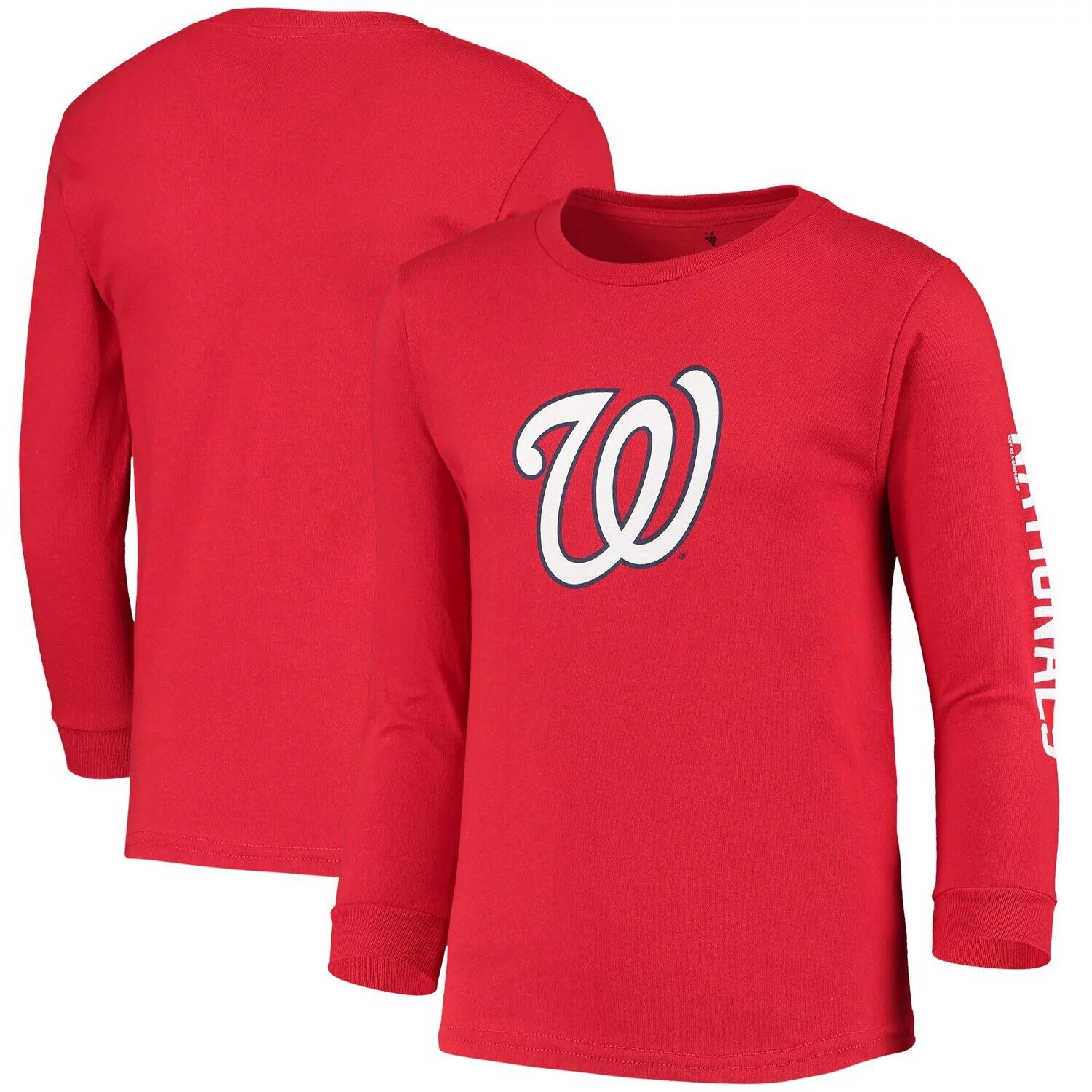 

Футболка с длинными рукавами и логотипом Youth Soft as a Grape Red Washington Nationals Unbranded