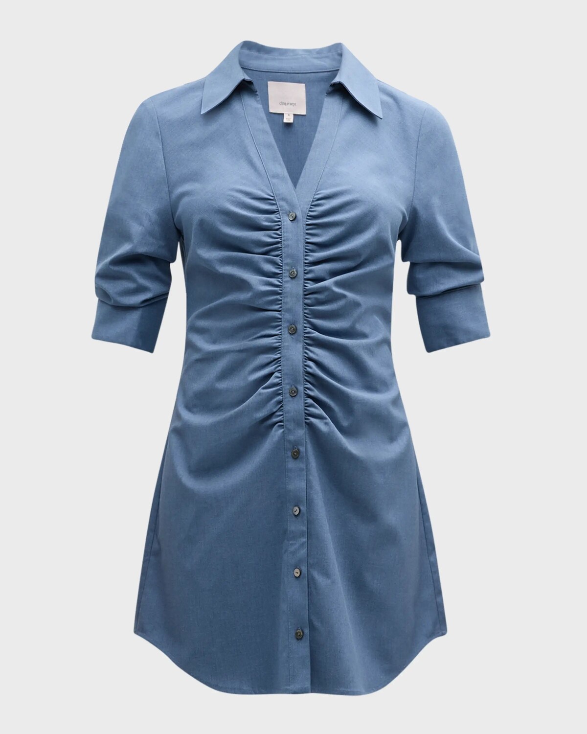 

Мини-платье Elina со сборками и короткими рукавами Cinq A Sept, цвет Vintage Blue