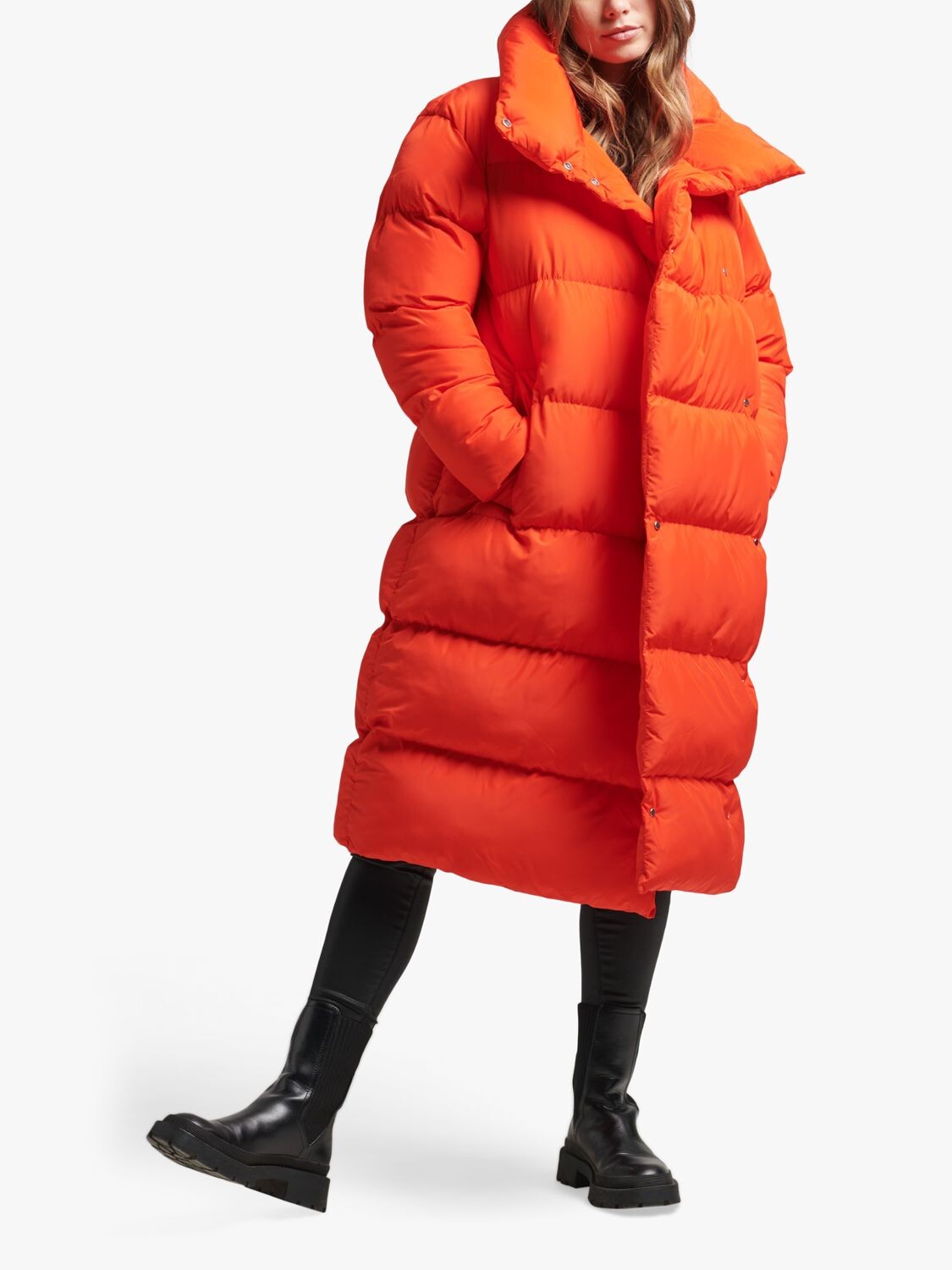 

Удлиненный пуховик Superdry, оранжевый цвет вулканической лавы
