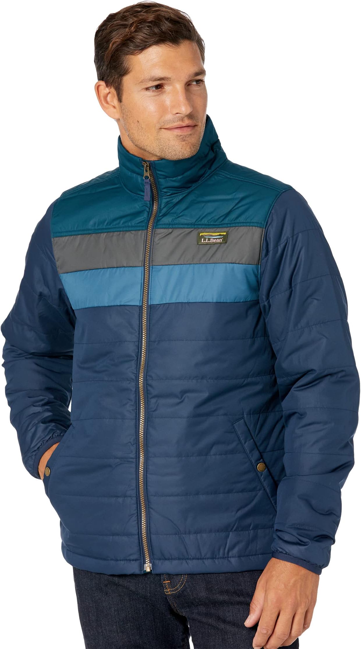 

Куртка Mountain Classic Puffer Jacket Color-Block L.L.Bean, цвет Nautical Navy/Deep Admiral Blue