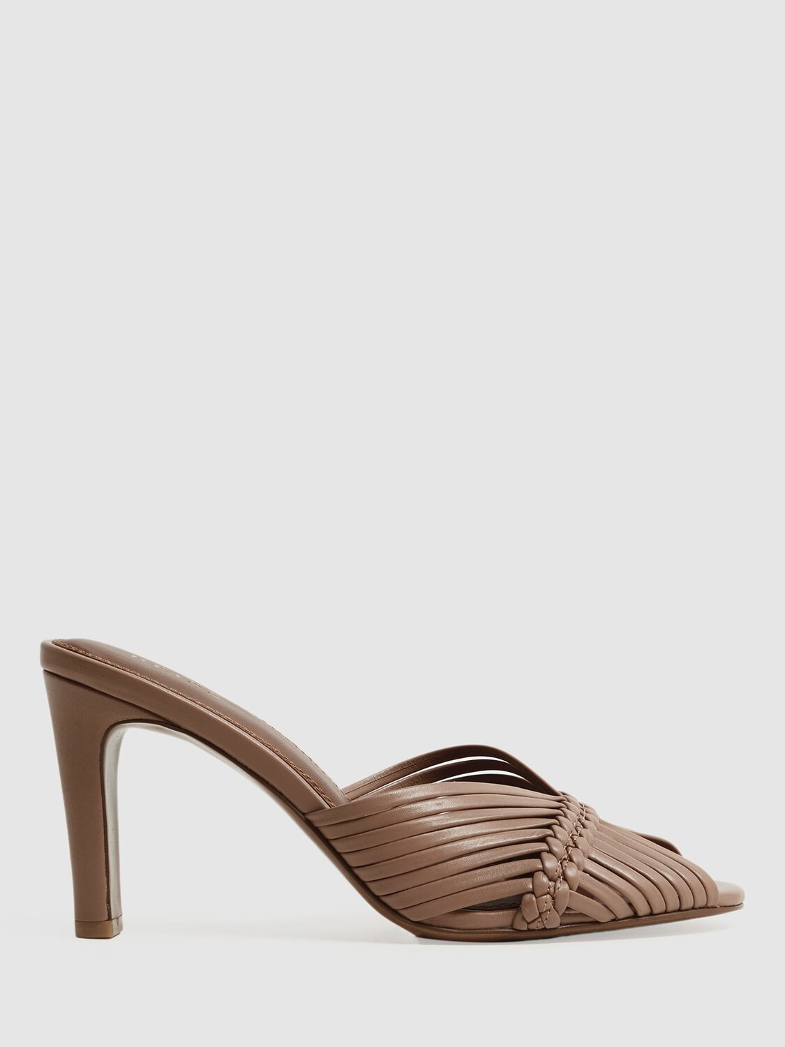 

Reiss Imogen плетеные кожаные мюли на каблуке, румяный