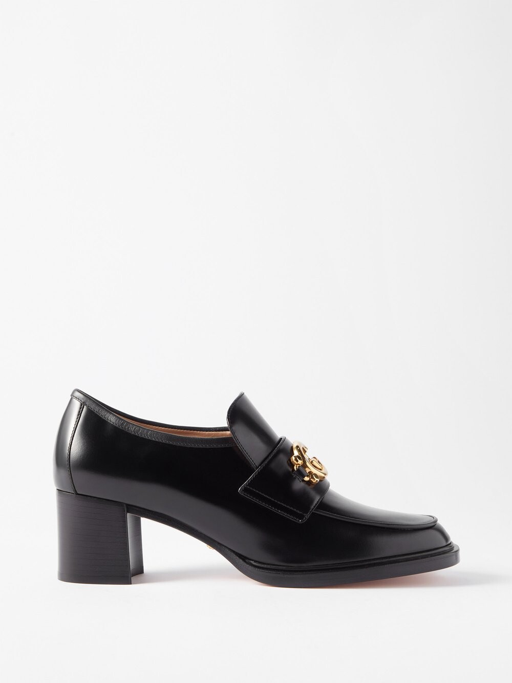 

Кожаные лоферы на каблуке с логотипом gg Gucci, черный