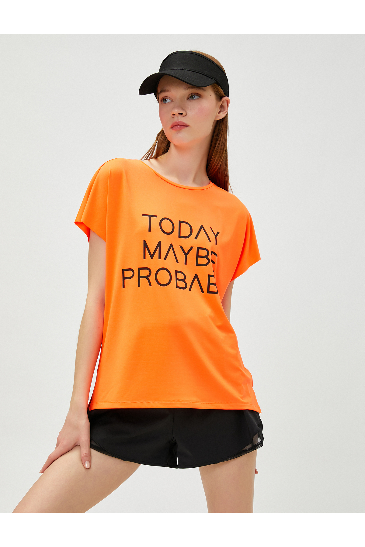 Спортивная футболка оверсайз с принтом и надписью Koton, оранжевый