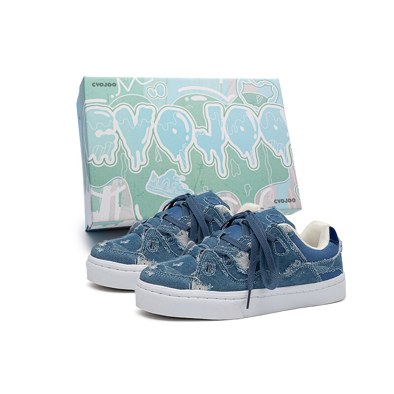 

Кроссовки CVOJOO Skateboarding Shoes Unisex Low-top White, синий