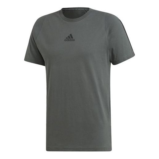 Футболка adidas Stripe Printing Training Sports Short Sleeve Gray, серый