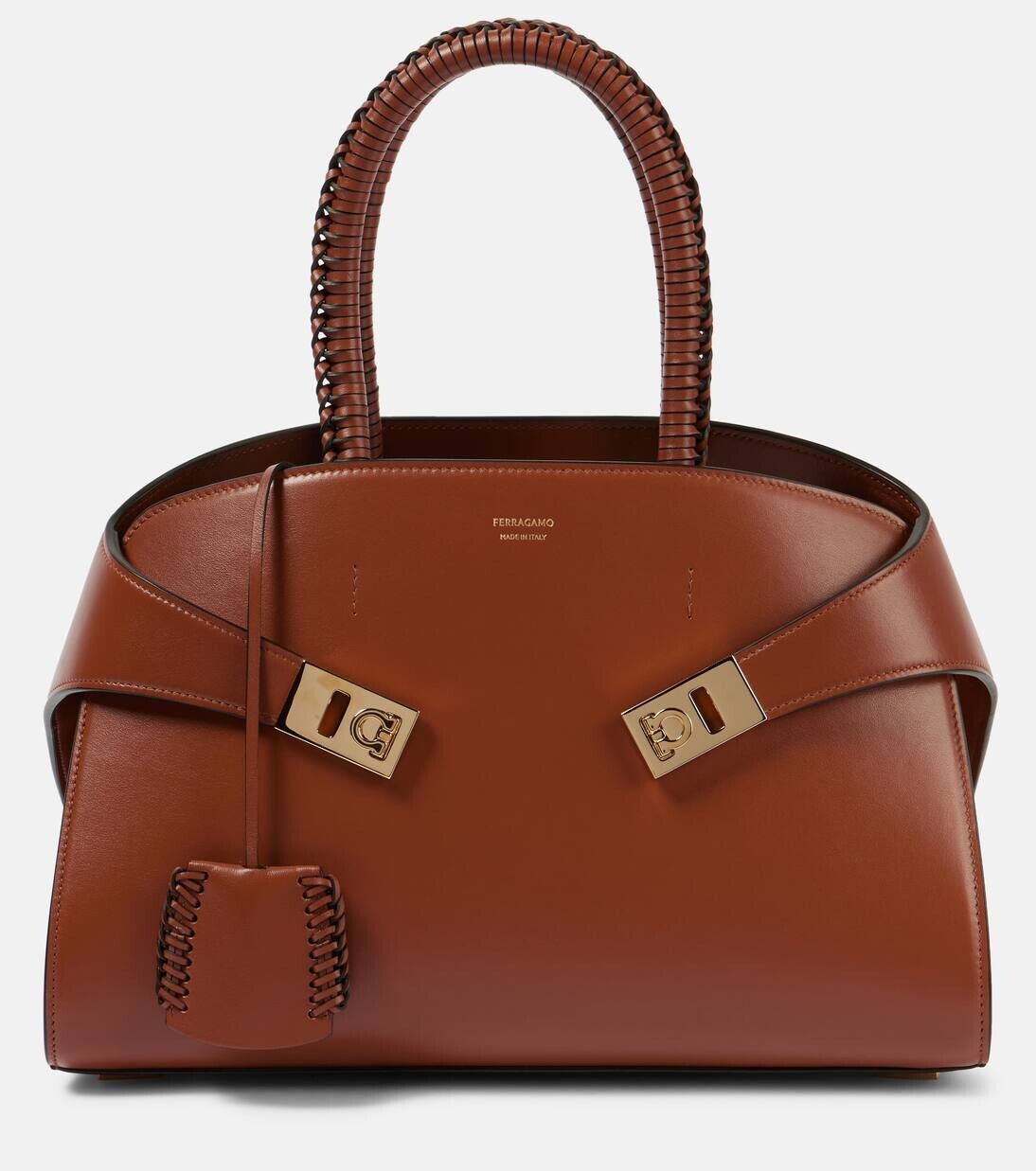 

Сумка-тоут из кожи Hug Medium Ferragamo, цвет new cognac//new cognac