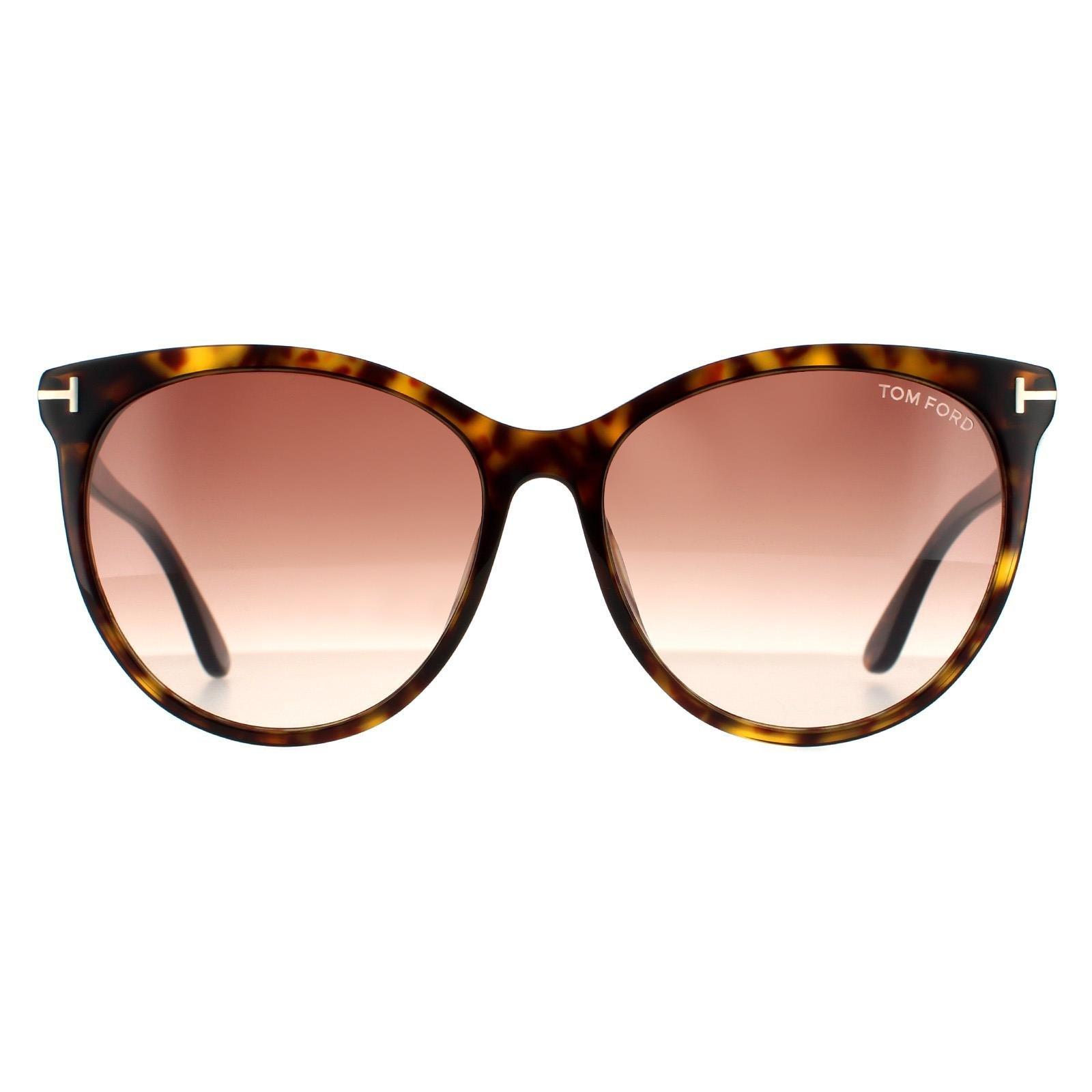 Темные гаванно-коричневые солнцезащитные очки «кошачий глаз» с градиентом Tom Ford, коричневый