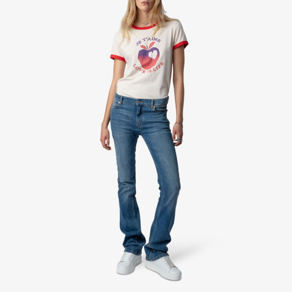 цена Хлопковая футболка с текстовым принтом и логотипом Walk Love Is Life Zadig&Voltaire, цвет petale