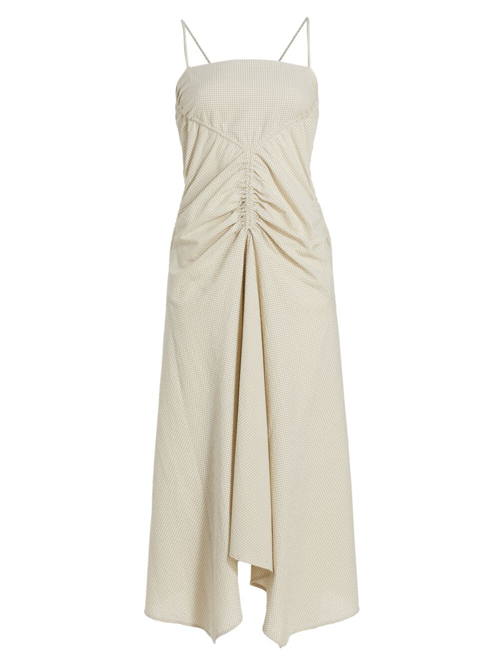 

Платье миди с рюшами в мелкую клетку и рюшами Proenza Schouler White Label, кремовый