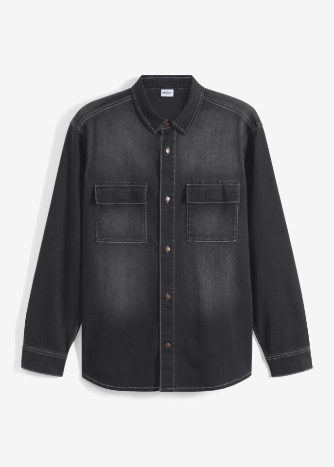 

Джинсовая куртка-рубашка свободного кроя John Baner Jeanswear, черный