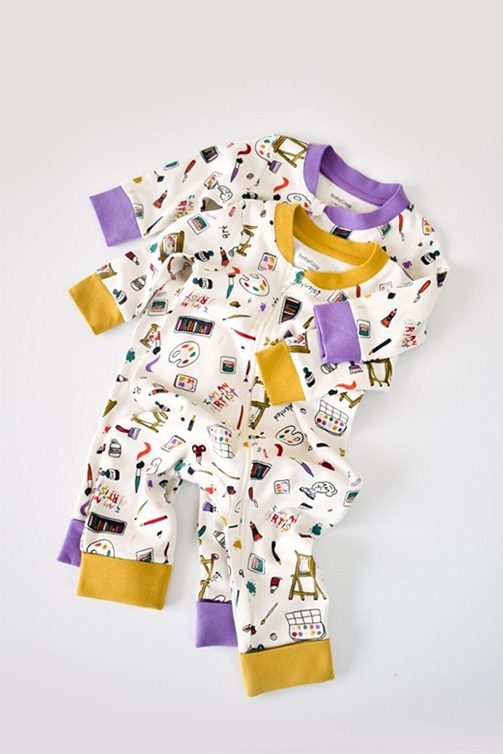 

Комбинезон из двух частей на молнии BabyCosy Organic Wear, пурпурно-желтый