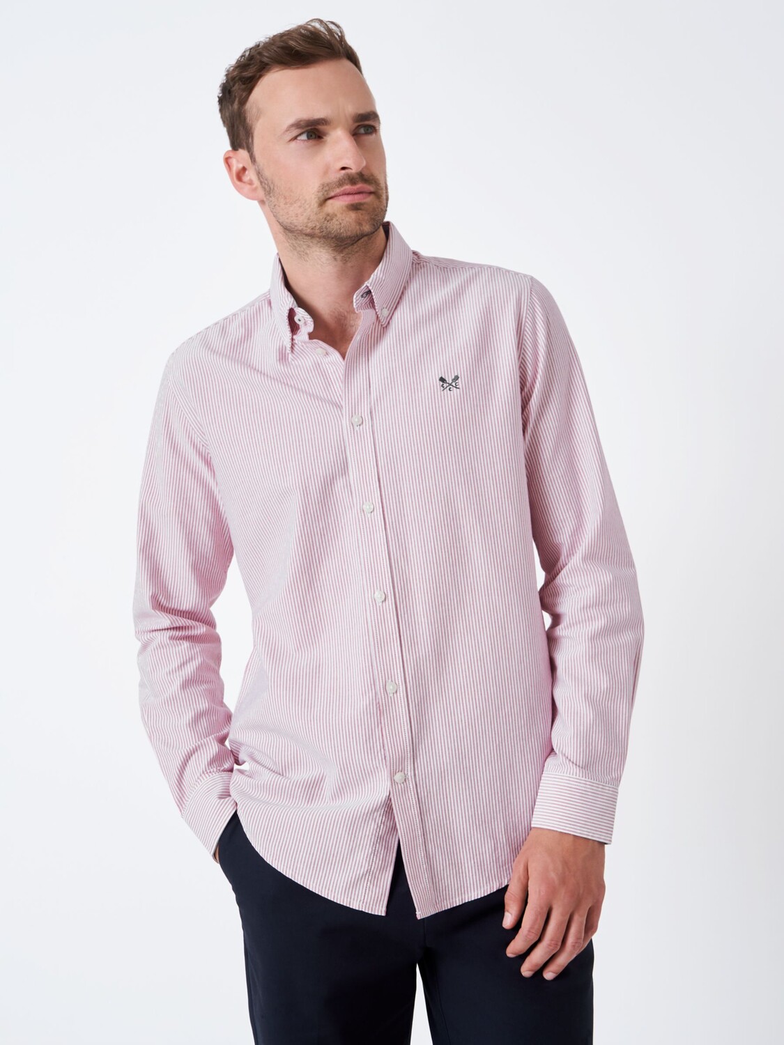 

Оксфордская рубашка в полоску Crew Clothing, средний красный
