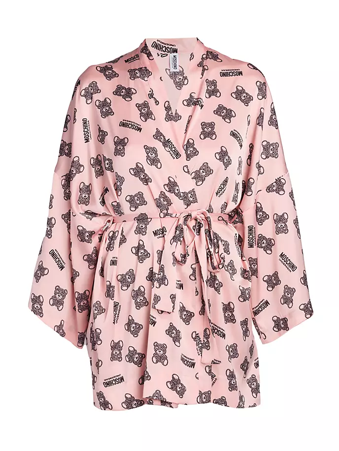 

Атласный халат с принтом Moschino, цвет fantasy pink print