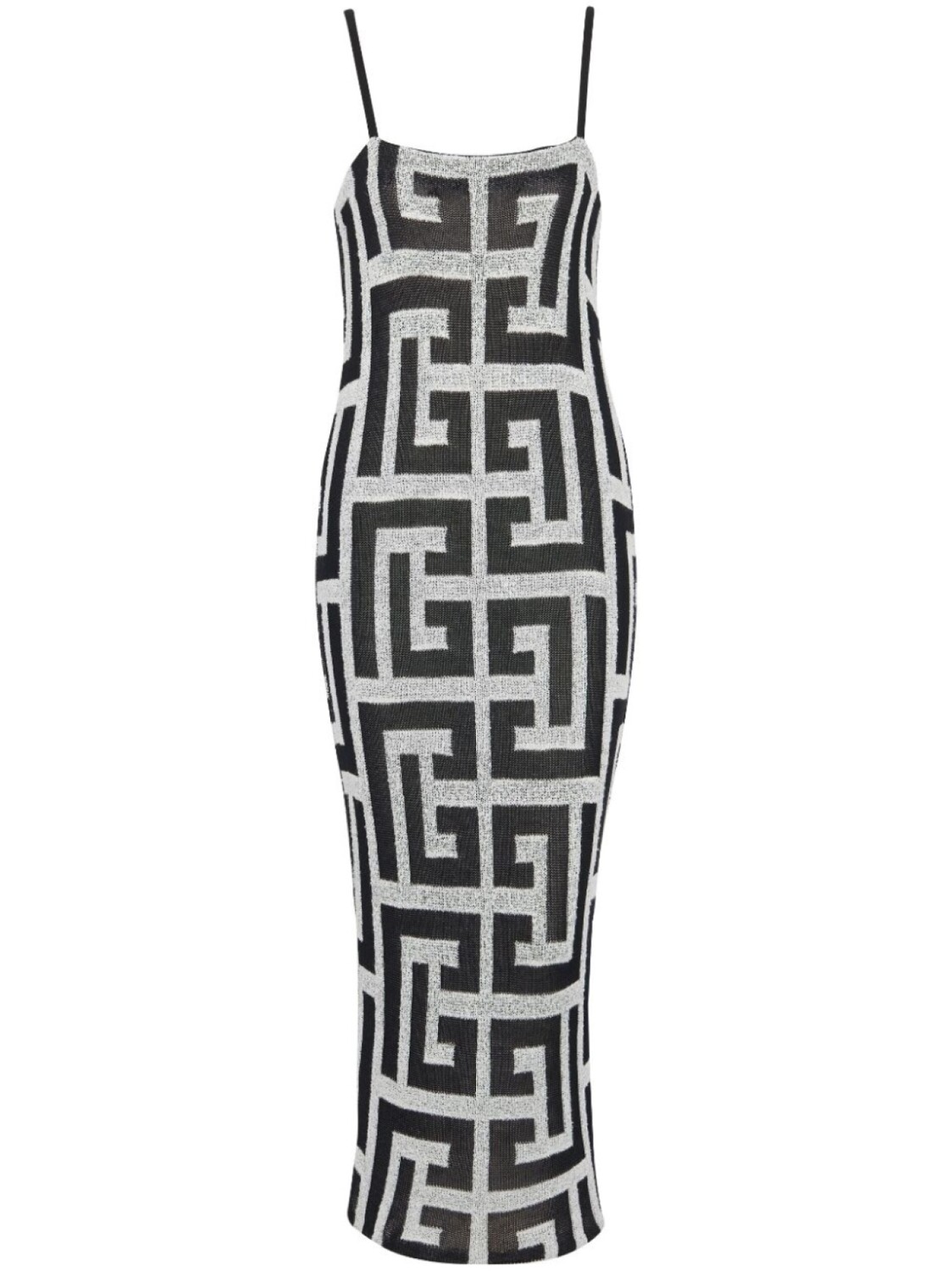 Balmain жаккардовое платье миди с монограммой, черный