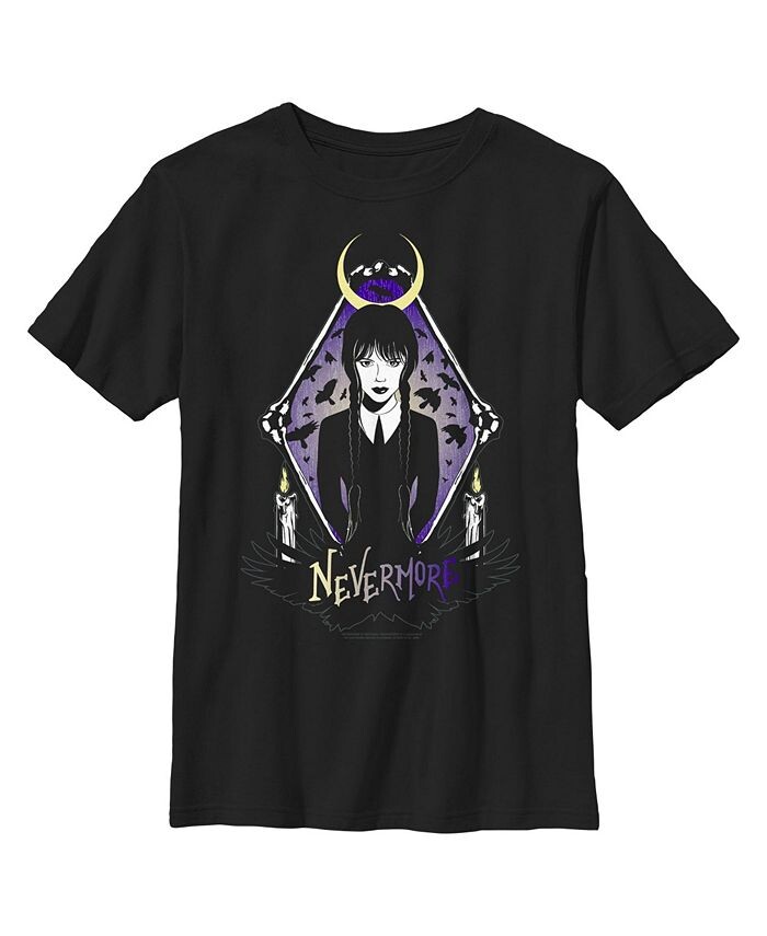 

Детская футболка Wednesday Nevermore с портретом для мальчика Netflix, черный