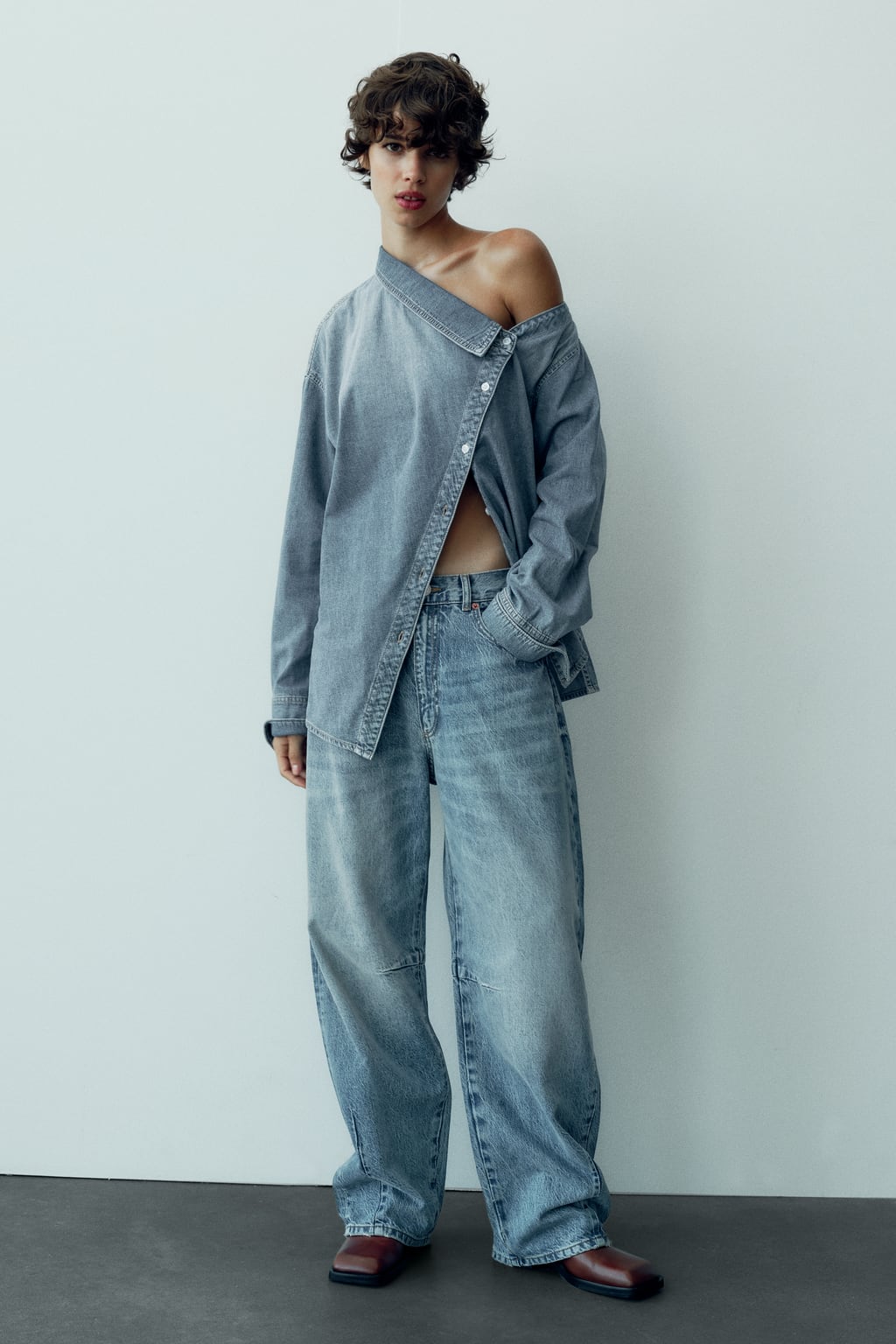 

Джинсы полной длины Trf Baggy ZARA, синий