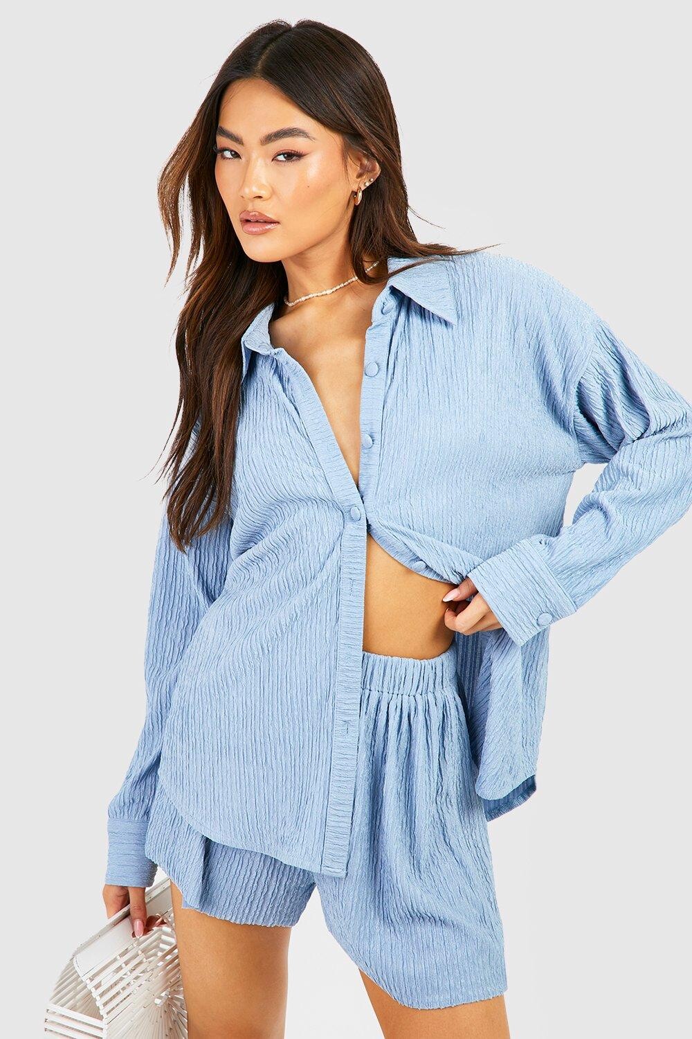 

Рубашка расслабленного кроя Boohoo, синий