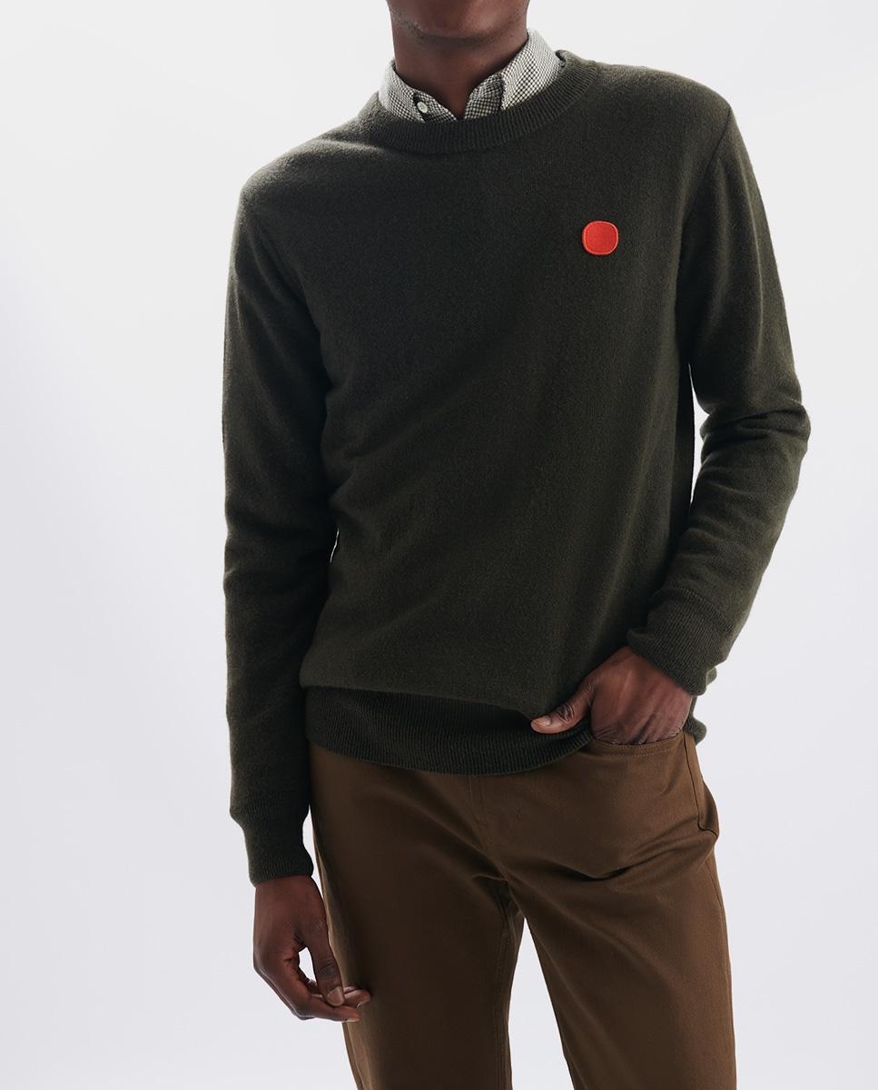 Мужской свитер цвета хаки с круглым вырезом Loreak Mendian