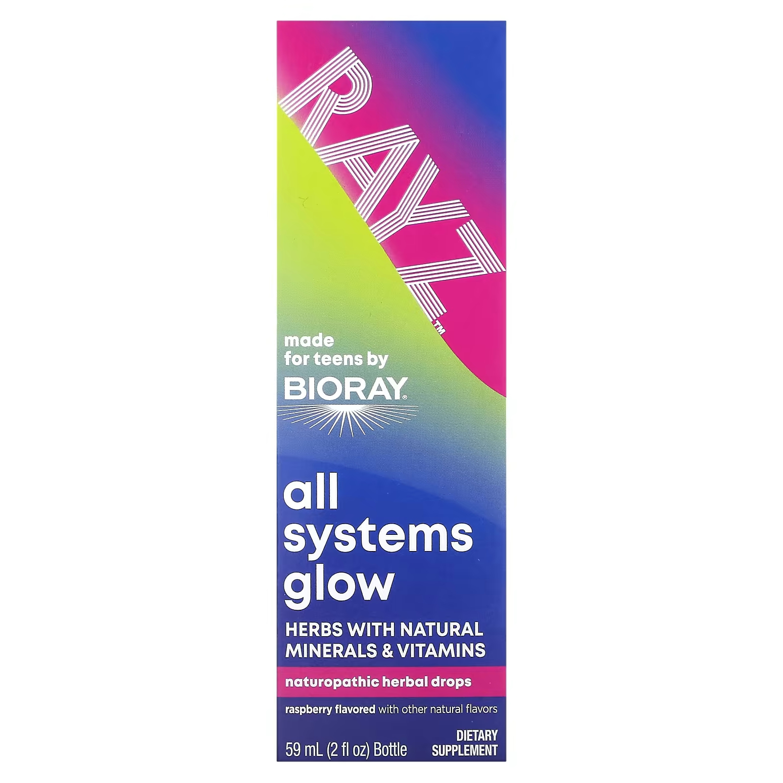 Пищевая добавка Bioray Rayz All Systems Glow For Teens Raspberry, 59 мл