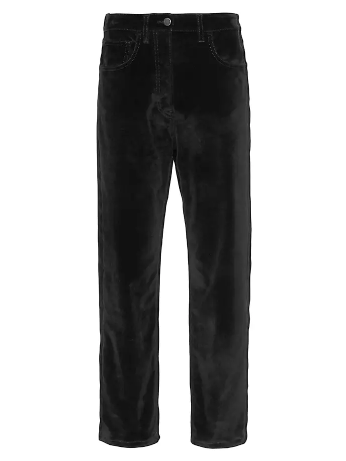 Бархатные джинсовые джинсы с пятью карманами Prada, черный