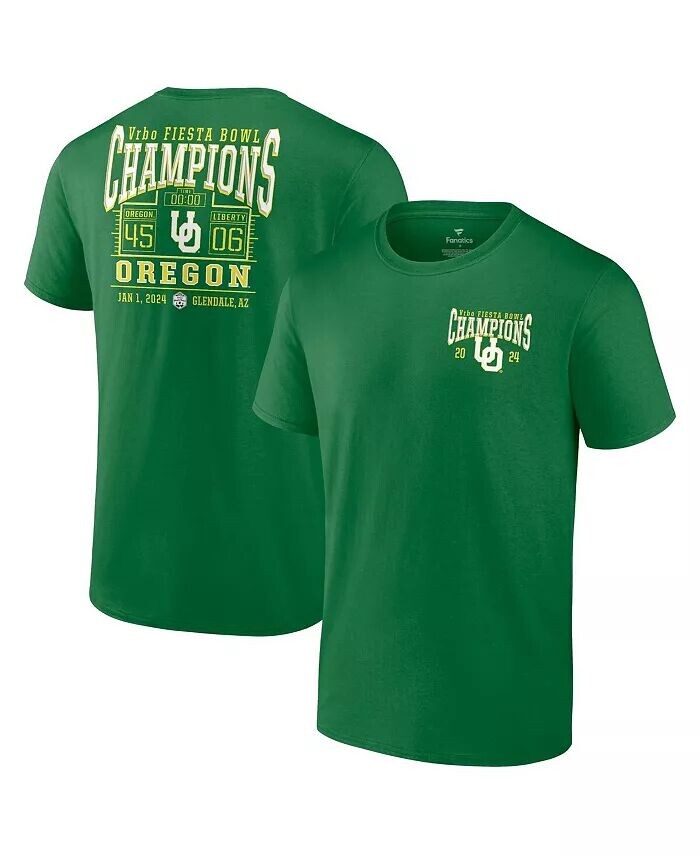 

Мужская зеленая футболка Oregon Ducks 2024 Fiesta Bowl Champions Score Fanatics, зеленый