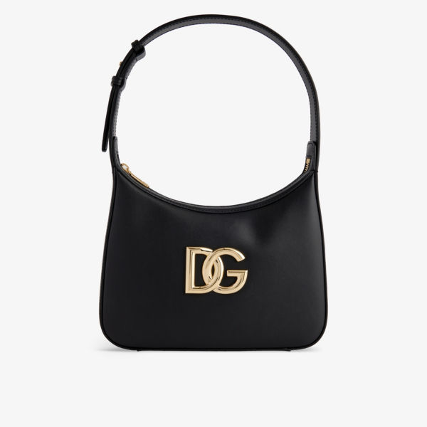 Кожаная сумка с брендовой ручкой на верхней ручке Dolce & Gabbana, цвет nero