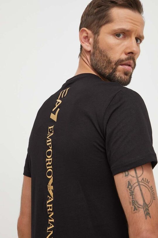 

Хлопковая футболка EA7 Emporio Armani, черный