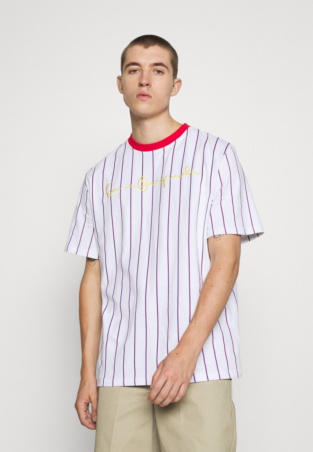 Футболка с принтом ORIGINALS PINSTRIPE TEE UNISEX Karl Kani, цвет white