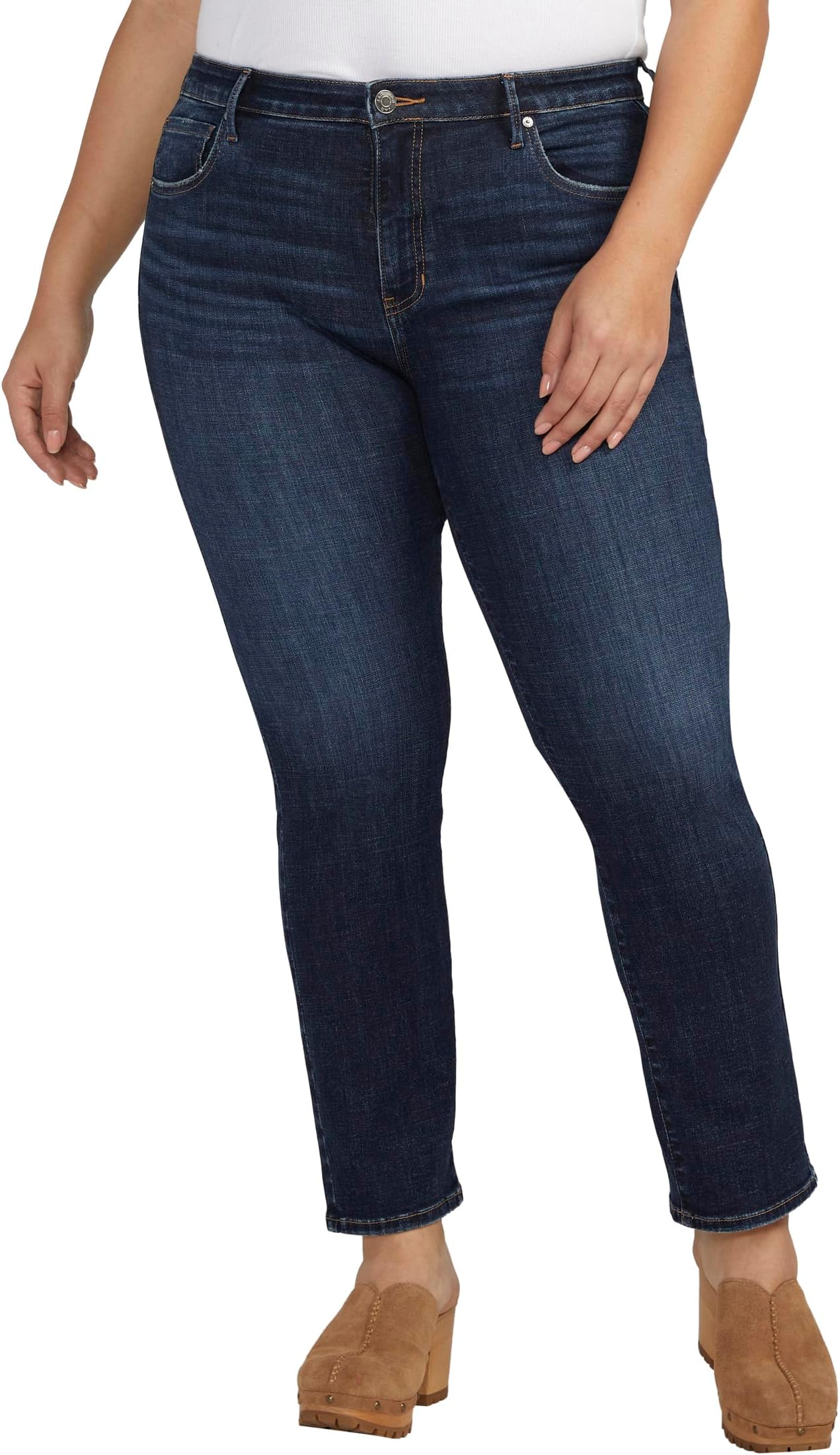 Джинсы Plus Size Cassie Mid-Rise Slim Straight Leg Jeans Jag Jeans, цвет Brisk Blue