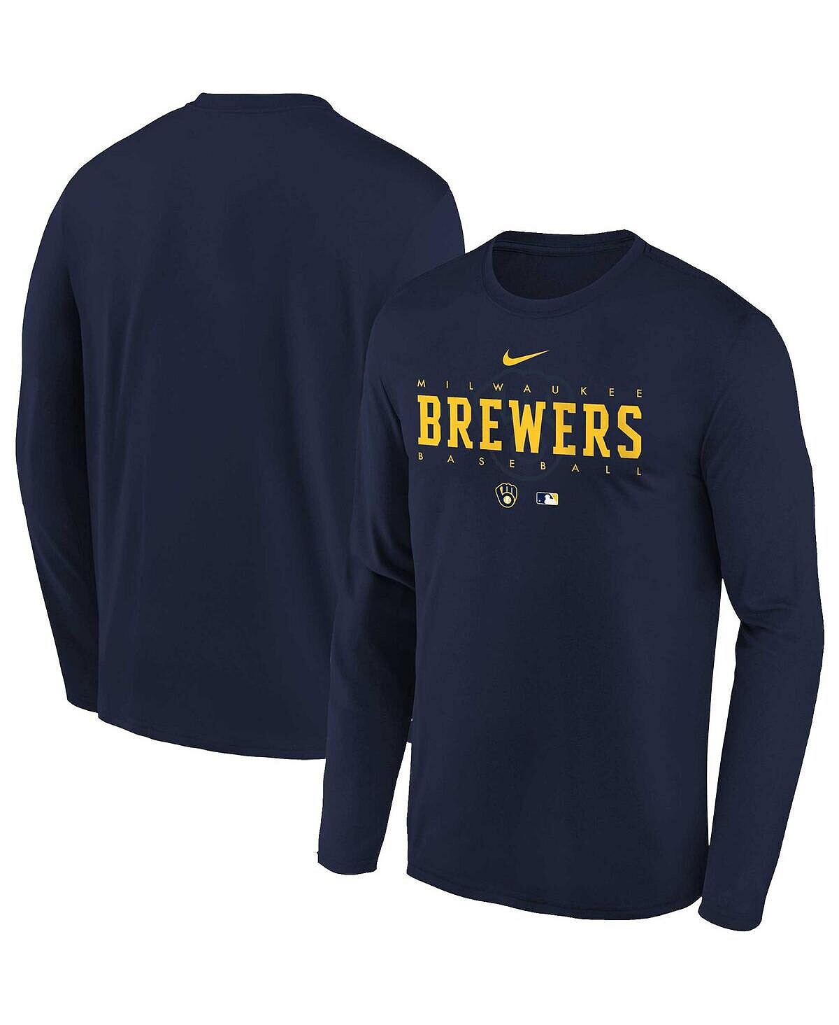 

Темно-синяя футболка Big Boys Milwaukee Brewers Authentic Collection Legend Performance с длинными рукавами Nike