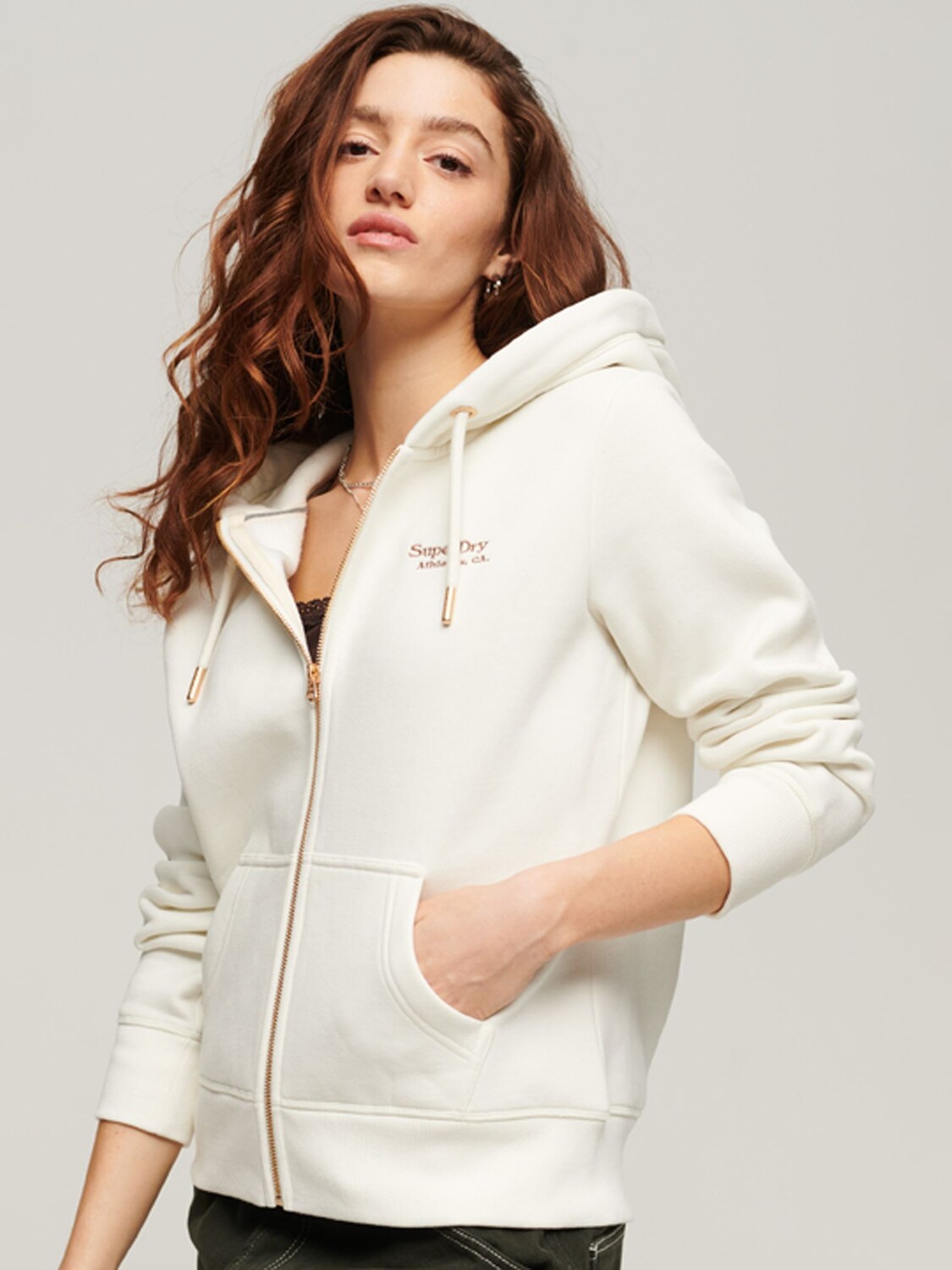 

Толстовка на молнии с логотипом Superdry Essential, Off White