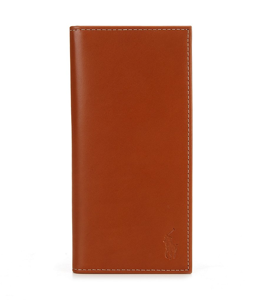 Узкий кошелек из полированной кожи Polo Ralph Lauren, коричневый