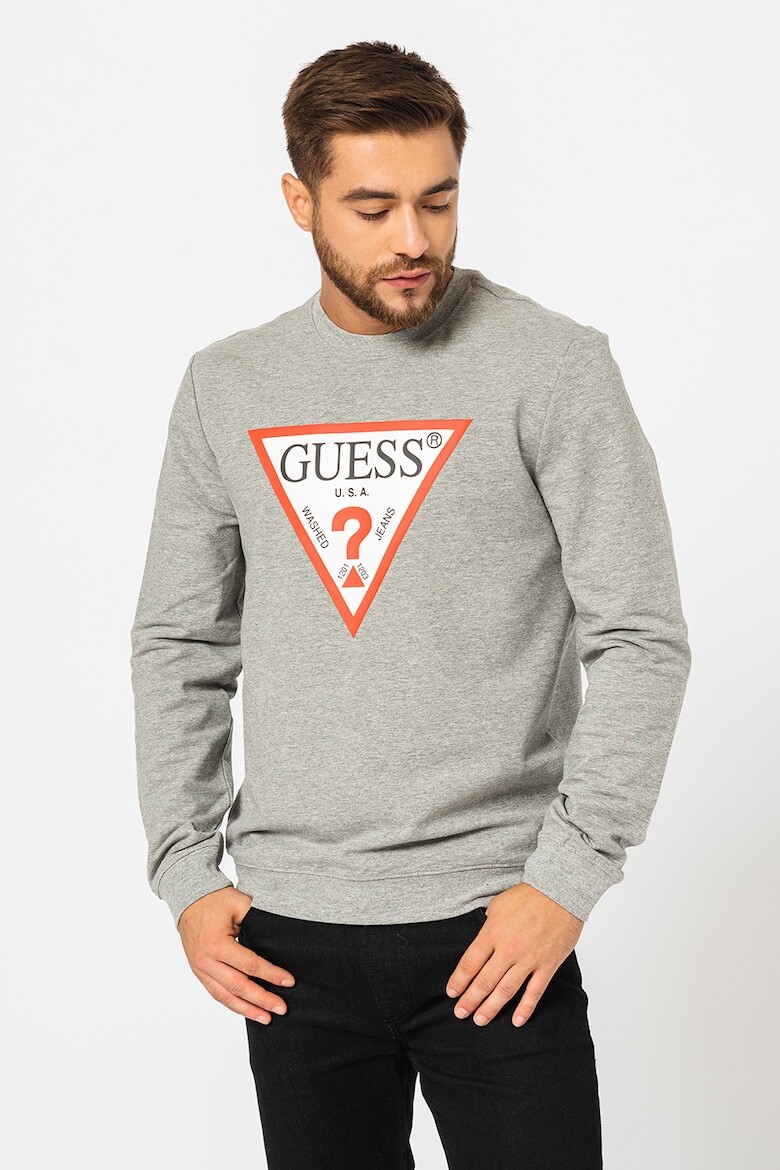 

Толстовка с овальным вырезом и логотипом Guess, серый