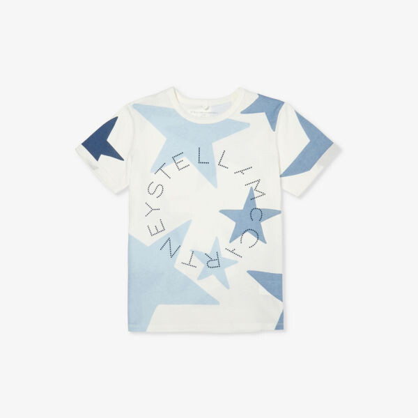 

Футболка из хлопкового трикотажа со звездным принтом 4-14 лет Stella Mccartney, слоновая кость