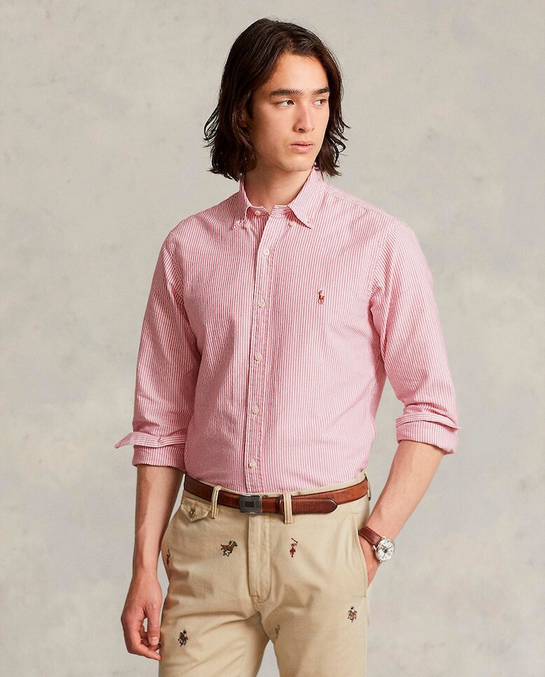 

Мужская хлопковая рубашка стандартного кроя Polo Ralph Lauren, гранатовый
