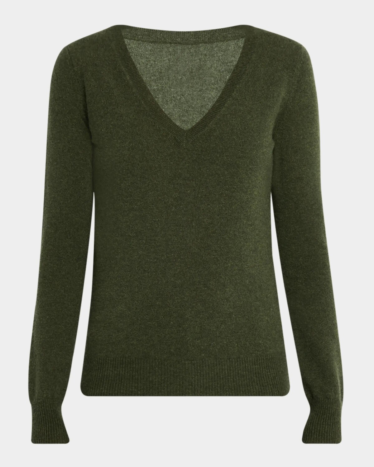

Классический кашемировый свитер с v-образным вырезом Neiman Marcus Cashmere Collection, цвет Olive