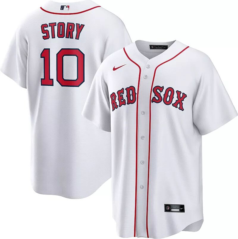 Мужская белая домашняя майка Nike Boston Red Sox Trevor Story #10 Cool Base