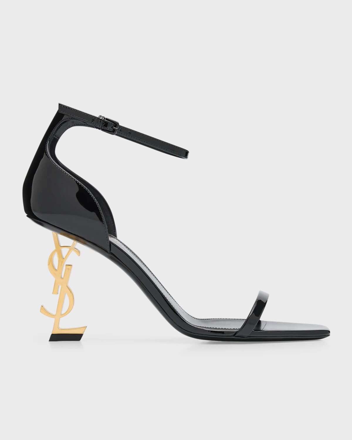 

Патентованные сандалии Opyum YSL с ремешком на щиколотке Saint Laurent, черный