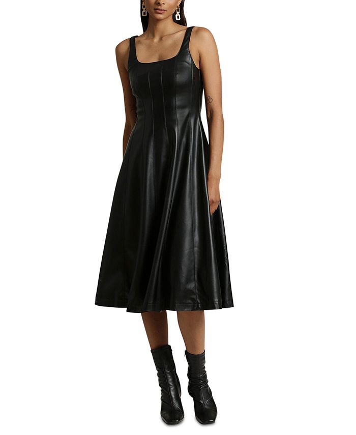 Женское свободное платье из искусственной кожи со швами Avec Les Filles, черный