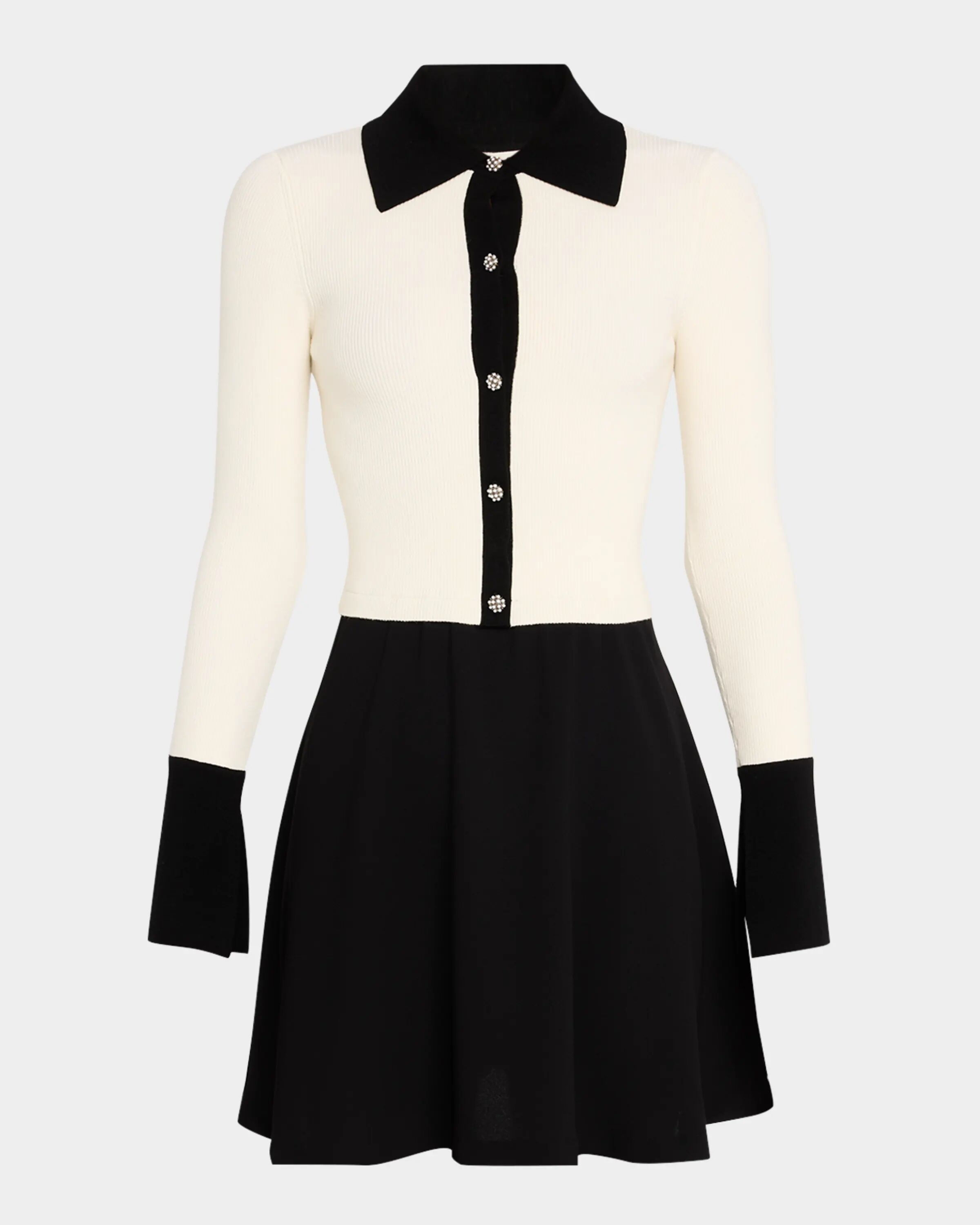 

Мини-платье Trevor, смешанная техника Alice + Olivia, цвет Ecru/Black